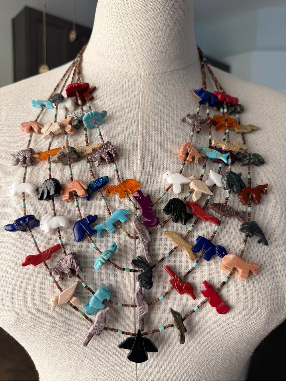 Vintage Multi-Color Animal Fetish Necklace - Women Jewelry Native American - Picture 6 of 11